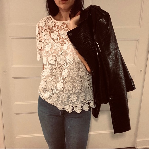 ZARA | Lace Short Sleeve Shirt - Picture 3 of 7